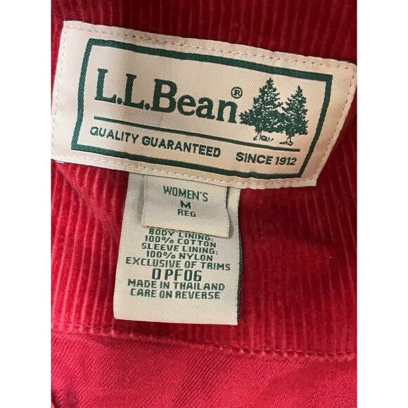 VTG LL Bean Red Barn Coat Pheasant Embroidery Corduroy Collar M - Picture 3 of 3